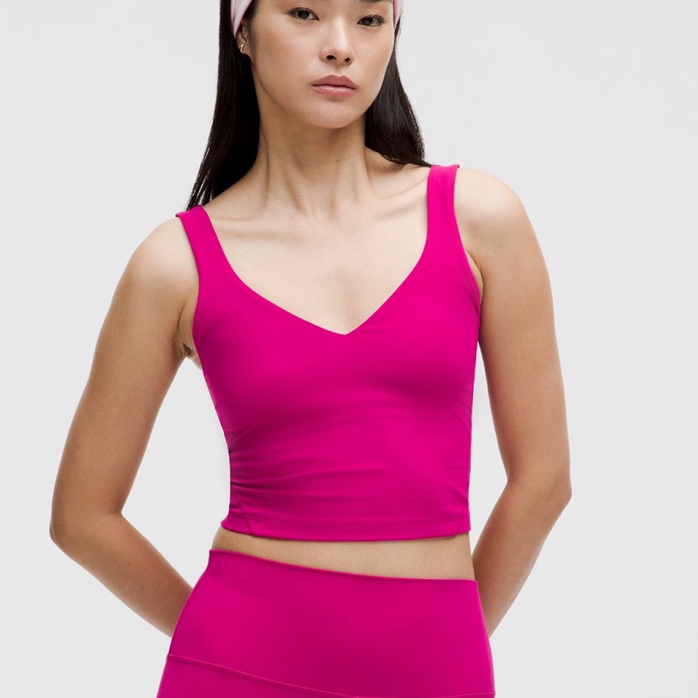lululemon athletica Hot Pink V-Neck Cropped Tank